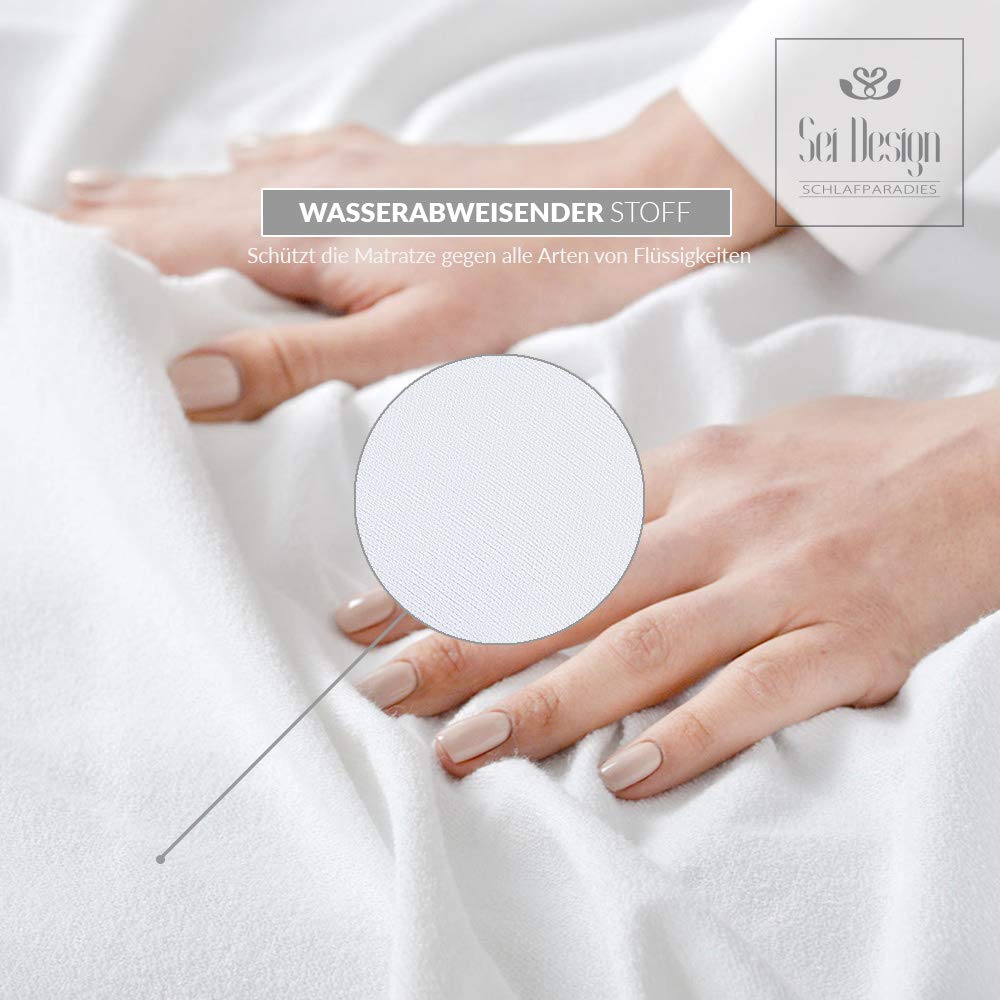 Sei Design wasserdichter Molton-Matratzen-Schoner 100% Baumwolle | wasserundurchlässige Matratzen-Au