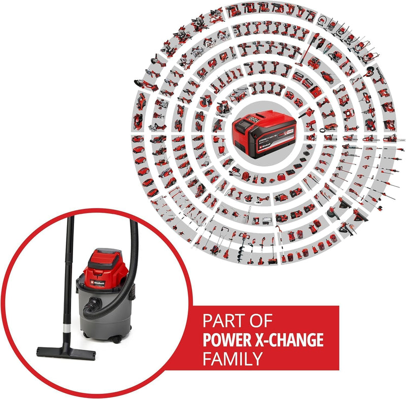 Einhell Akku-Nass-Trockensauger TC-VC 18/15 Li-Solo Power X-Change (Lithium-Ionen, Kunststoffbehälte