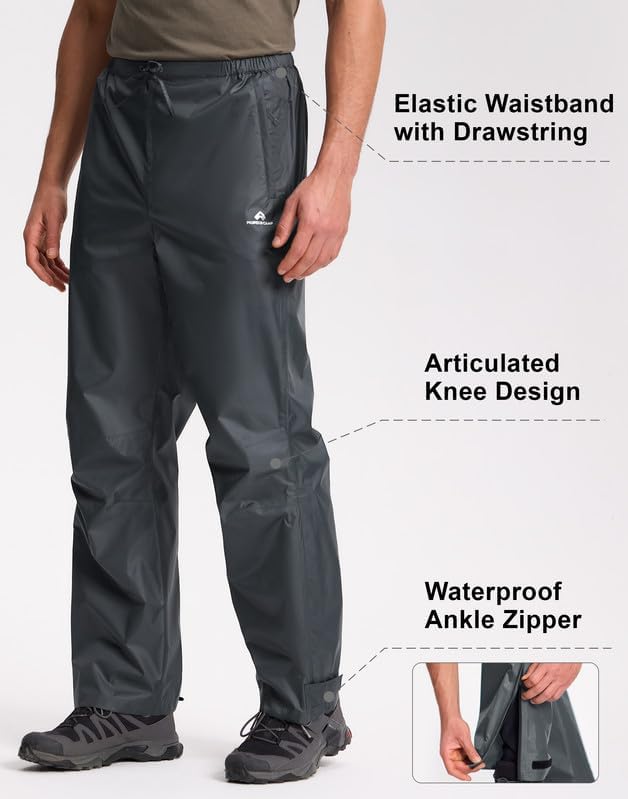 Pioneer Camp Regenhose Herren Wasserdicht 20000mm Leichte Packbar Fahrrad Überhose Winddichte Atmung
