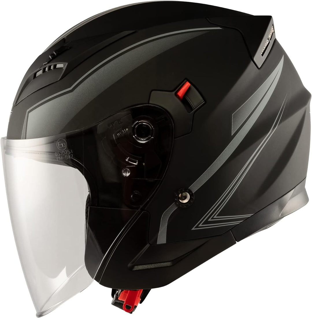 Motorradhelm Doppeltvisier City Jet Zertifikat ECE 22-06 Scooter 61-62 cm (XL) Matt Silber