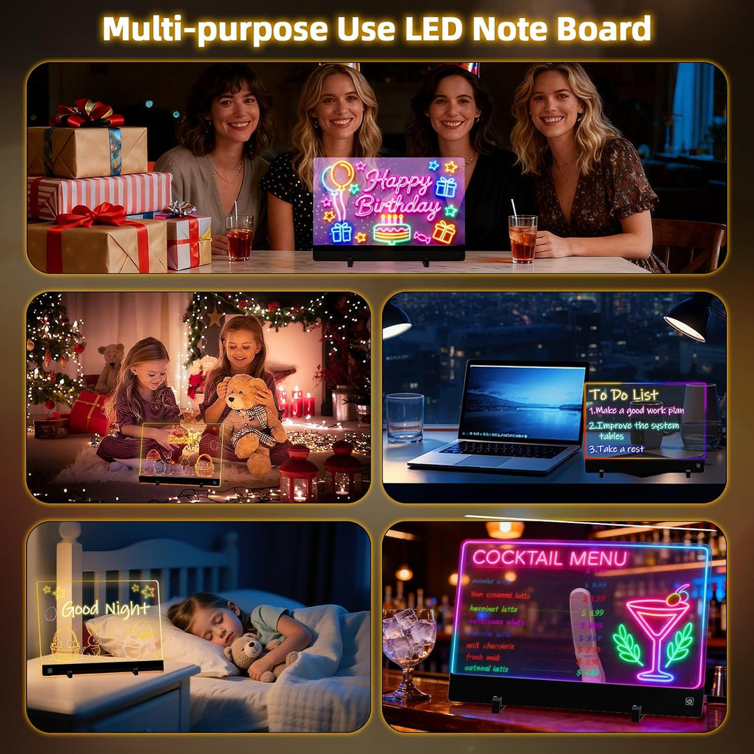 Sprifityy LED Notiztafel mit Farben,LED Zeichenbrett,35x26 cm,4 Licht Modi