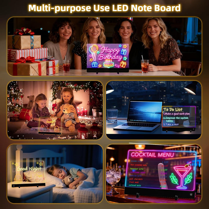 Sprifityy LED Notiztafel mit Farben,LED Zeichenbrett,35x26 cm,4 Licht Modi
