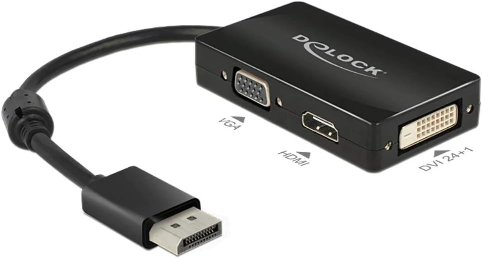 Delock 62656 Adapterkabel DisplayPort 1.1 Stecker > 1 x VGA + 1 x HDMI + 1 x DVI 24+1 schwarz