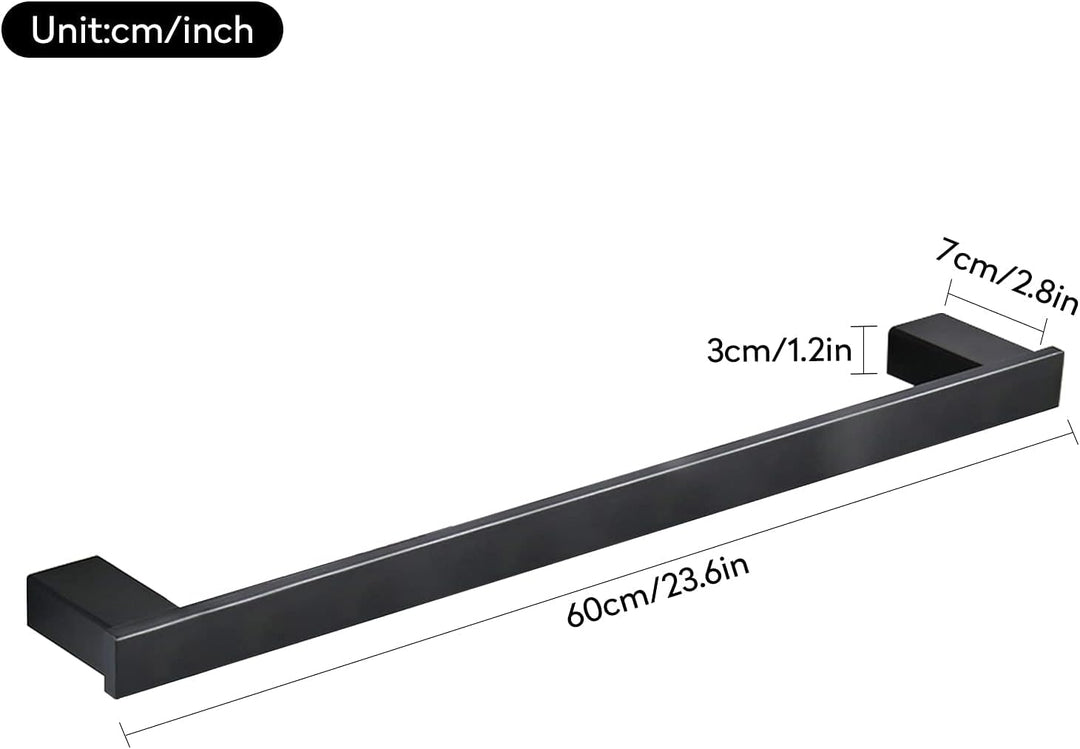 CASEWIND Handtuchhalter Schwarz, Handtuchstange Matt Edelstahl, Wand Handtuchregal 60cm mit Bohren W