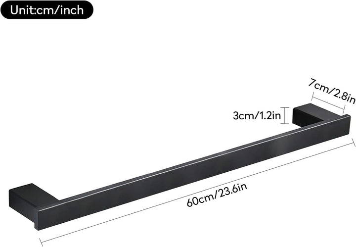 CASEWIND Handtuchhalter Schwarz, Handtuchstange Matt Edelstahl, Wand Handtuchregal 60cm mit Bohren W
