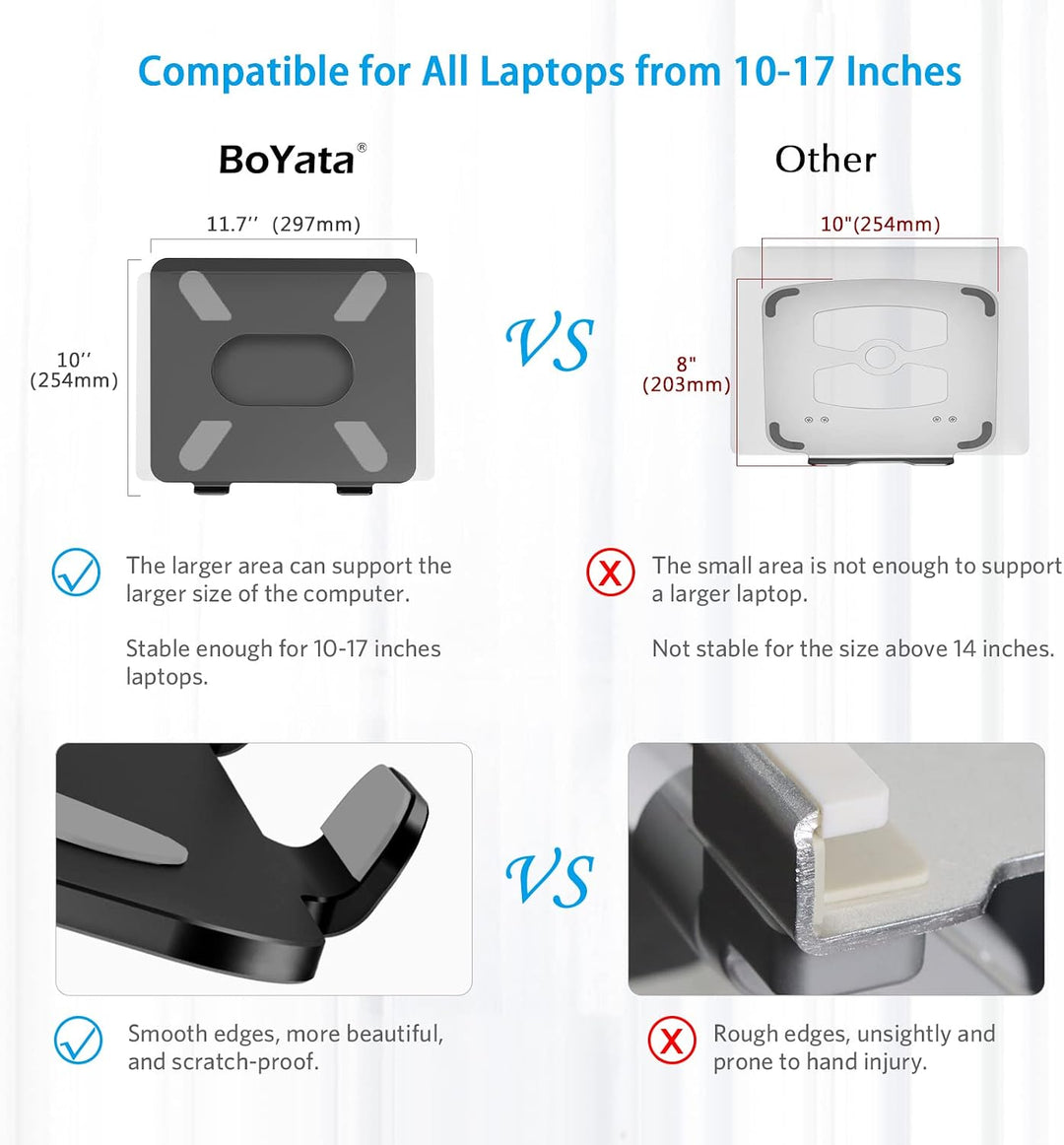 BoYata Laptop ständer, Multi-Angle-Standfuss mit Heat-Vent, Aluminium Einstellbares Notebook ständer