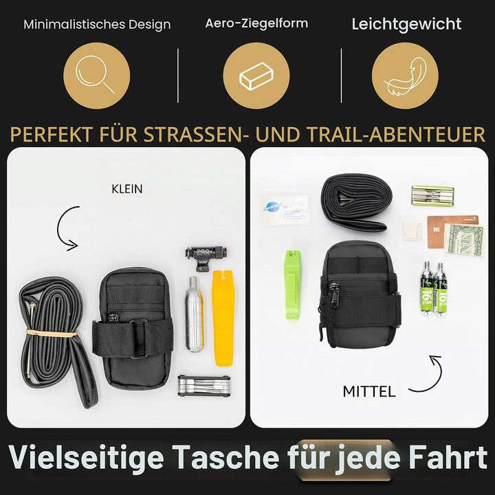 Lumiere & Co. Mittelgrosse Fahrradsatteltasche – 0,5L | 6″ × 3″ × 1,5″ | Schlankes minimalistisches