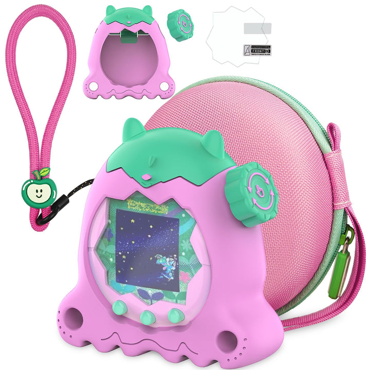 Weiche Silikonhülle und Harte Tragetasche für Tamagotchi Paradise, inklusive Displayschutzfolie, Han