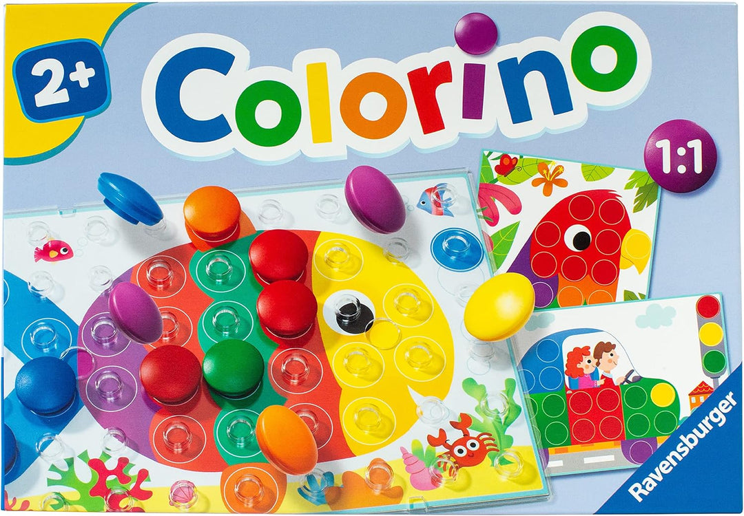 Ravensburger Kinderspiele 20832 - Colorino - Kinderspiel zum Farbenlernen, Mosaik Steckspiel, Spielz