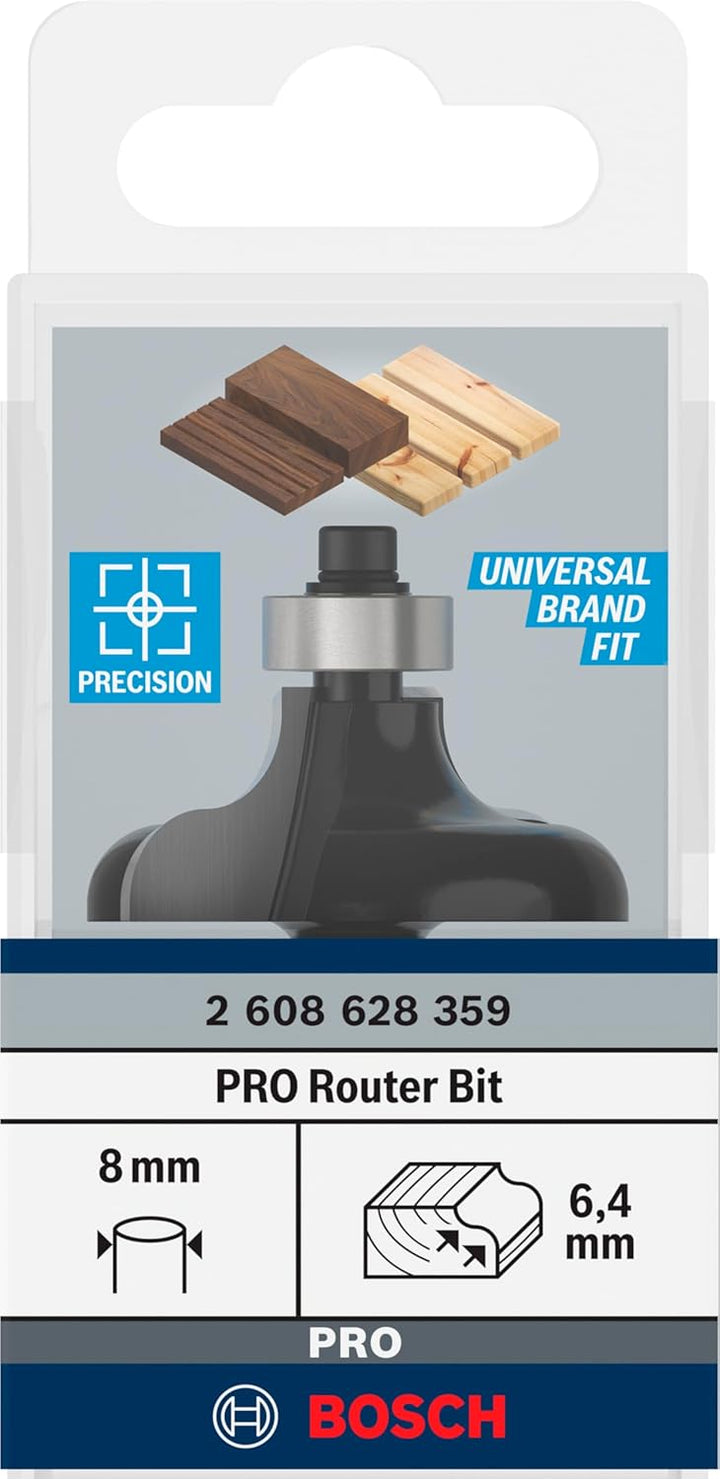 Bosch Professional 1x Kantenformfräser Standard for Wood (für Holz, Radius 6.4mm, Arbeitslänge 15.7m