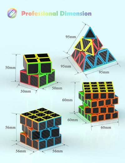 ROXENDA Zauberwürfel Set - 2X2 3X3 4X4 Pyramide Speed Würfel Set mit Würfel Tutorial für Kinder und