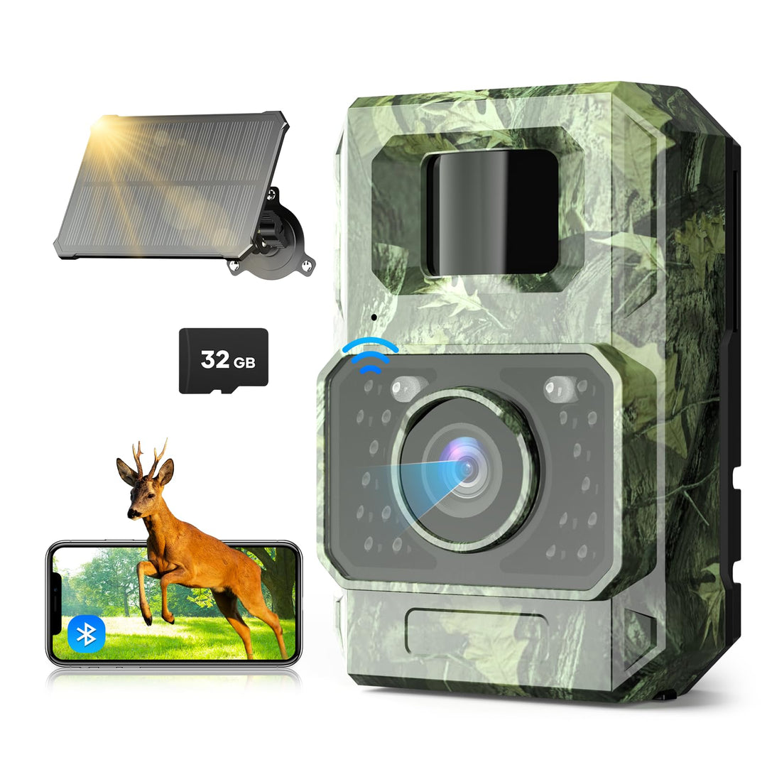 Wildkamera mit Handyübertragungs-App,WIAN Solar Wildtierkamera mit Nachtsicht Bewegungsmelder,48MP 3