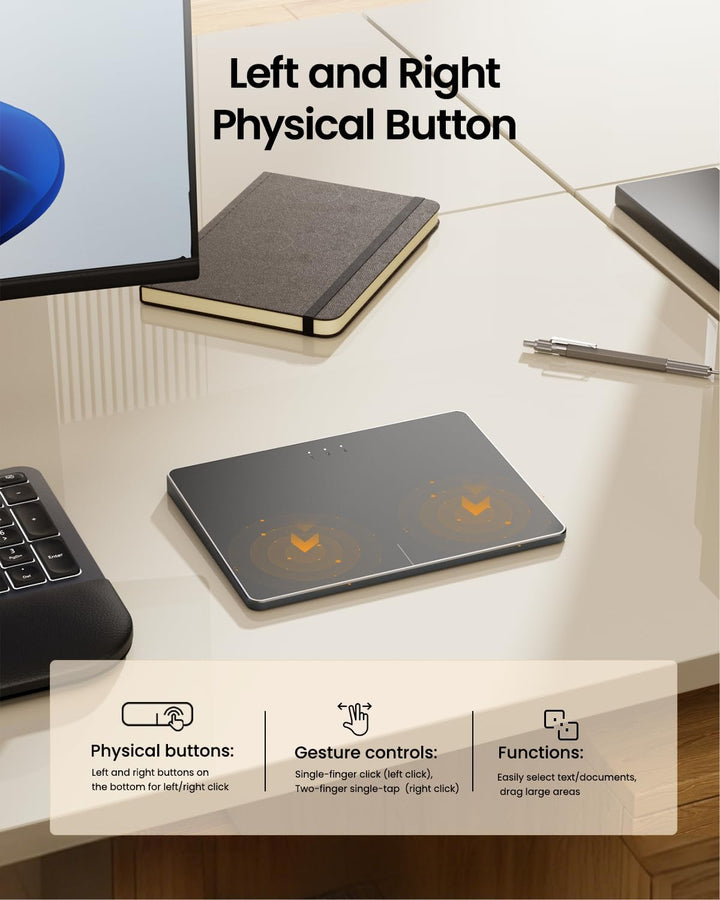 ProtoArc Kabellose Trackpad für Windows 10/11(NOT für Mac), T1 Plus Bluetooth Hochpräzises Touchpad