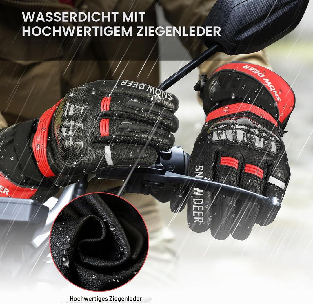 SNOW DEER Beheizte Handschuhe,Motorrad Handschuhe,Wiederaufladbarem Lithium Akku Skifahren Fausthand