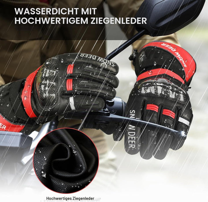 SNOW DEER Beheizte Handschuhe,Motorrad Handschuhe,Wiederaufladbarem Lithium Akku Skifahren Fausthand