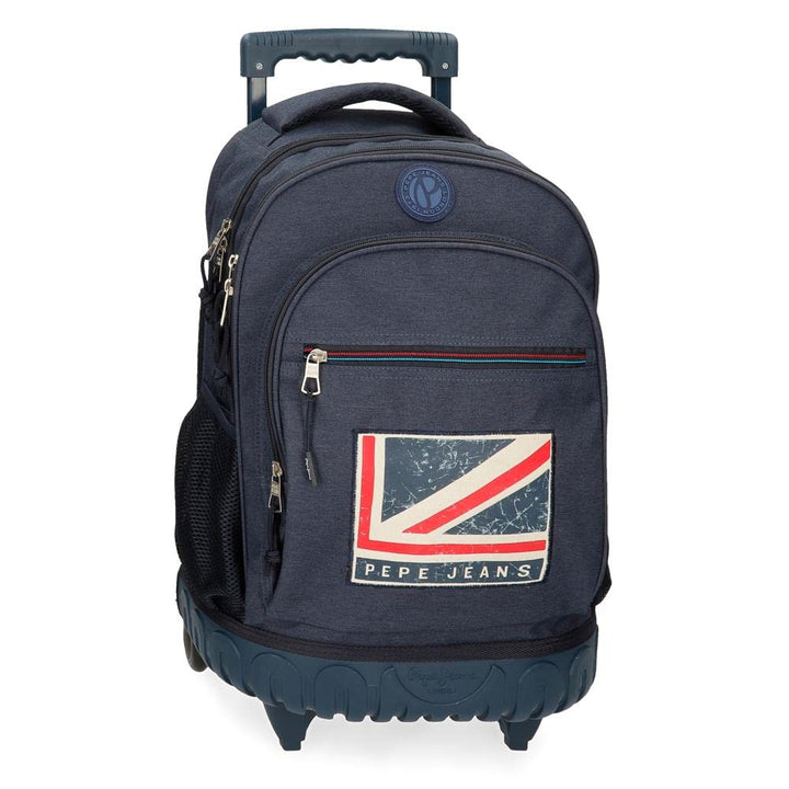 Pepe Jeans Aidan Compact Rucksack, 2 Räder, Blau, 33 x 44 x 21 cm, Polyester, 30,49 l Rucksack mit R