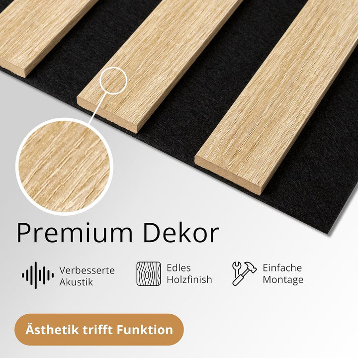 Akustikpaneele Spazio - 260 cm x 54 cm* set - (set = 2 Stück 260 cm x 27 cm) | Farbe: Eiche Sonoma |