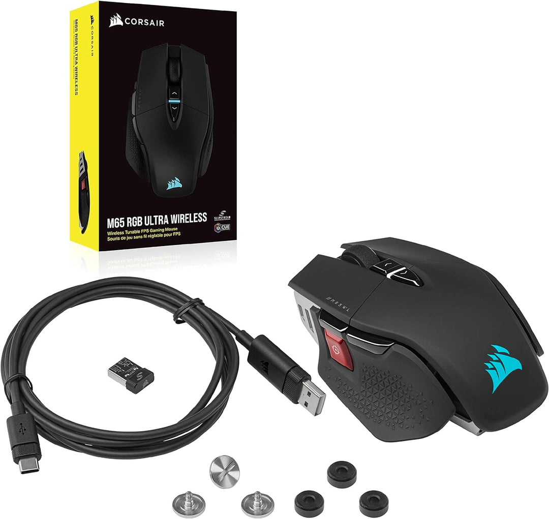 CORSAIR M65 RGB ULTRA WIRELESS Tunable FPS Gaming Mouse - 26.000 DPI - Sub-1ms Wireless - Gewichtssy