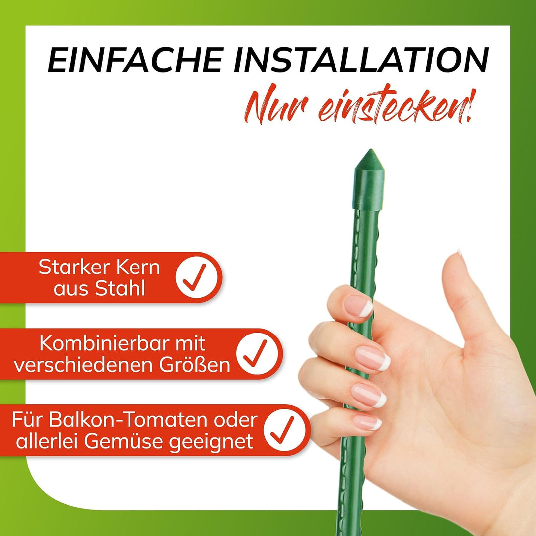 bellissa Rankhilfe Rankstäbe Pflanzenstütze 25er-Set Kunststoff grün 180 cm | Hochwertige Pflanzstäb