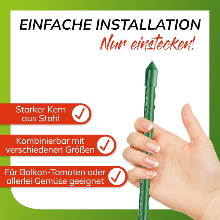 bellissa - Rankhilfe Kunststoff grün 10er Set 60cm Ø 8mm Rankstäbe - Hochwertige Pflanzenstütze mit