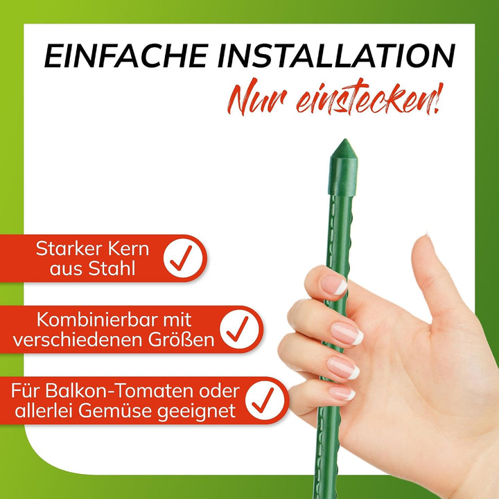bellissa - Rankhilfe Kunststoff grün 25er Set 150cm Ø 11mm Rankstäbe - Hochwertige Pflanzenstütze mi