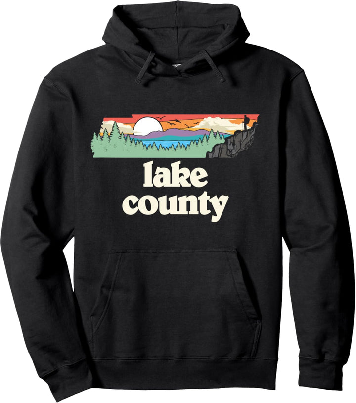 Lake County Tennessee Outdoors Retro Nature Graphic Pullover Hoodie
