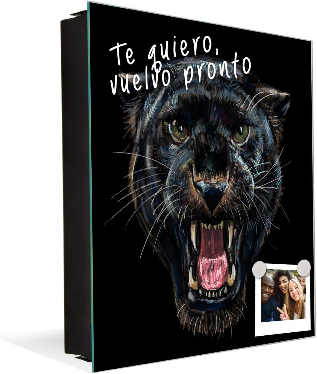 Schlüsselkasten zur Wandmontage mit dekorativer Magnettafel K02 Schwarzer Panther Rechte Öffnung Sch