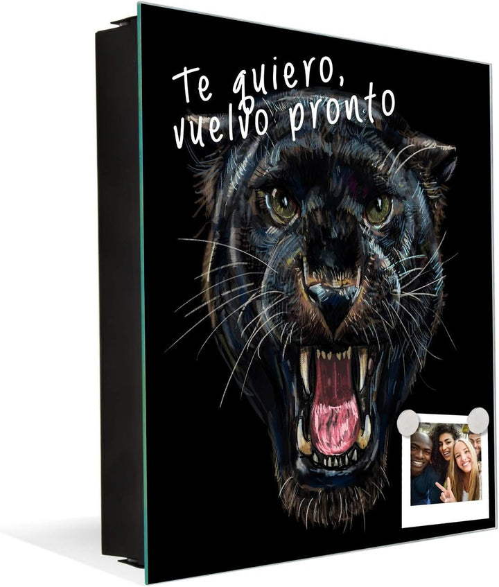 Schlüsselkasten zur Wandmontage mit dekorativer Magnettafel K02 Schwarzer Panther Rechte Öffnung Sch