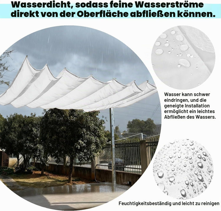 Einziehbares Wellen-Sonnensegel, 2x4M, Pergola-Markise, verstellbar Schutz vor UV-Strahlungen Sonnen