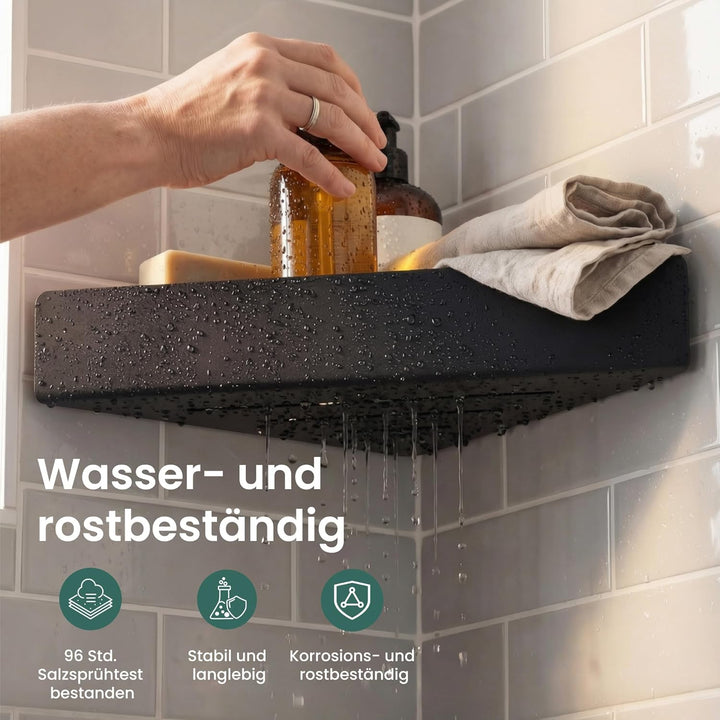 Mai & Mai Duschablage zum Bohren oder Kleben, Duschregal Badablage Ecke, Badezimmerablage zur Wandmo