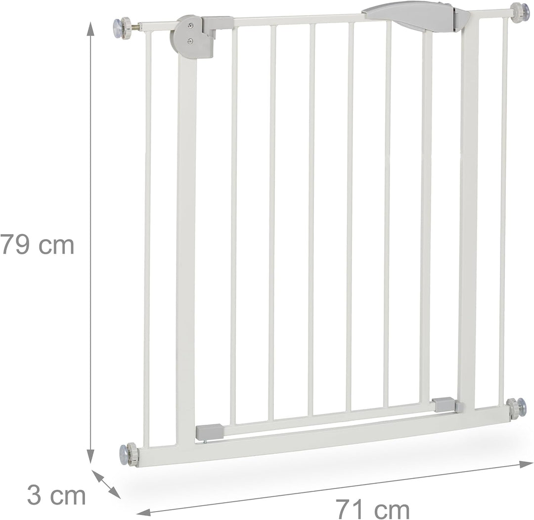 Relaxdays Türgitter zum Klemmen, Breite 75-84 cm, ohne Bohren, Einhandbedienung, Auto-Close, 90° Sto