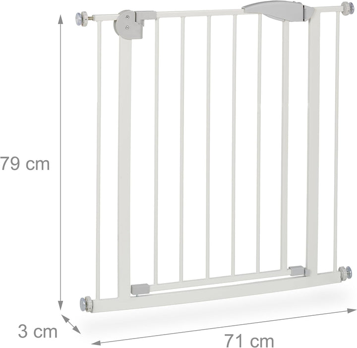 Relaxdays Türgitter zum Klemmen, Breite 75-84 cm, ohne Bohren, Einhandbedienung, Auto-Close, 90° Sto