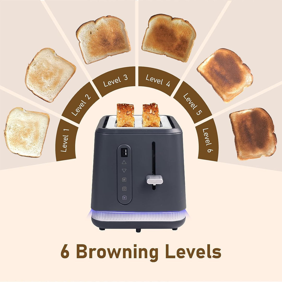 Huogary Toaster 2 Slices, Toasters Wide Slot, Bread Toaster with Cancel, Reheat, Defrost Function, T