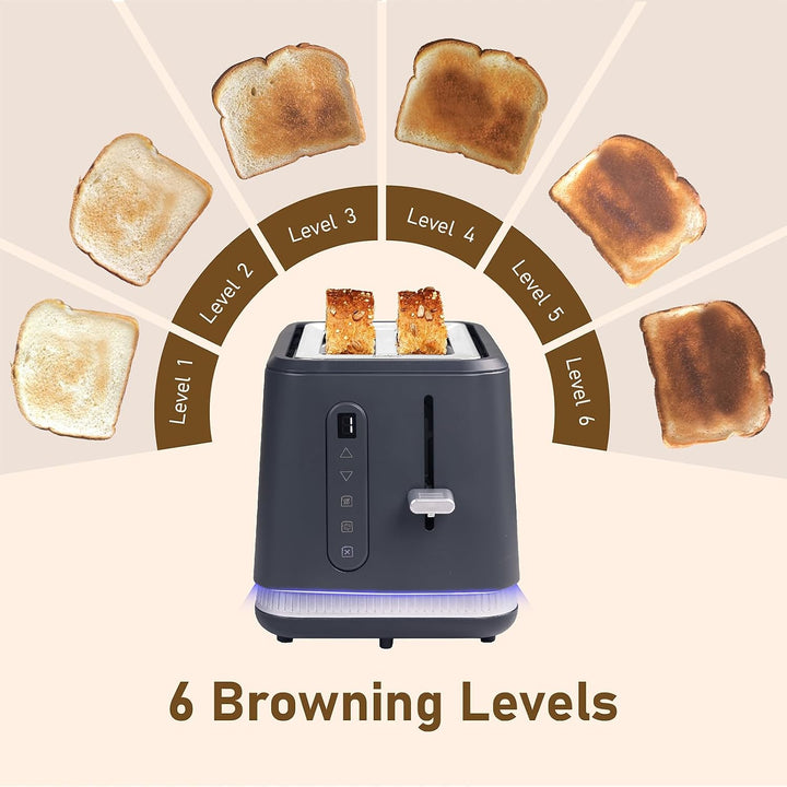 Huogary Toaster 2 Slices, Toasters Wide Slot, Bread Toaster with Cancel, Reheat, Defrost Function, T