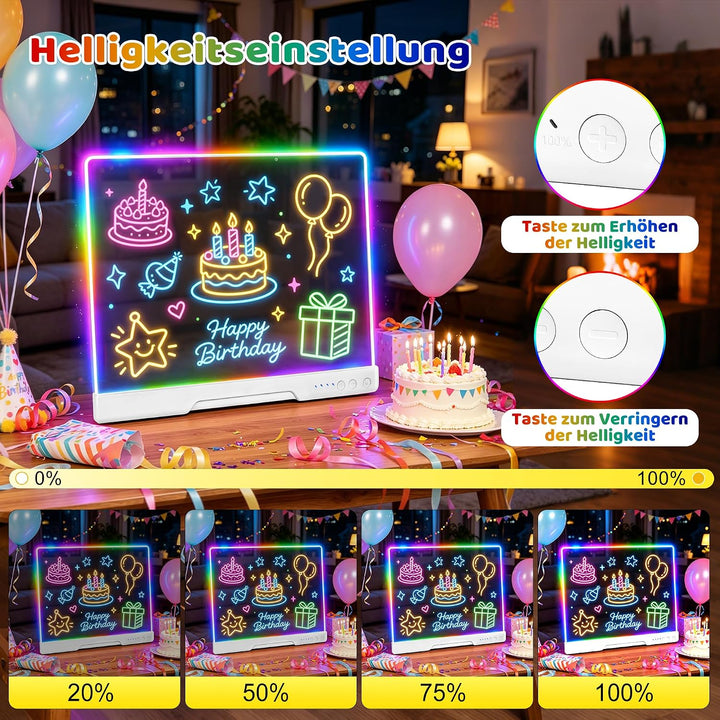 19 Zoll LED Zeichenbrett Kinder, Wiederaufladbare LED Maltafel 40x30cm, Geschenk Jungen Mädchen 3 4