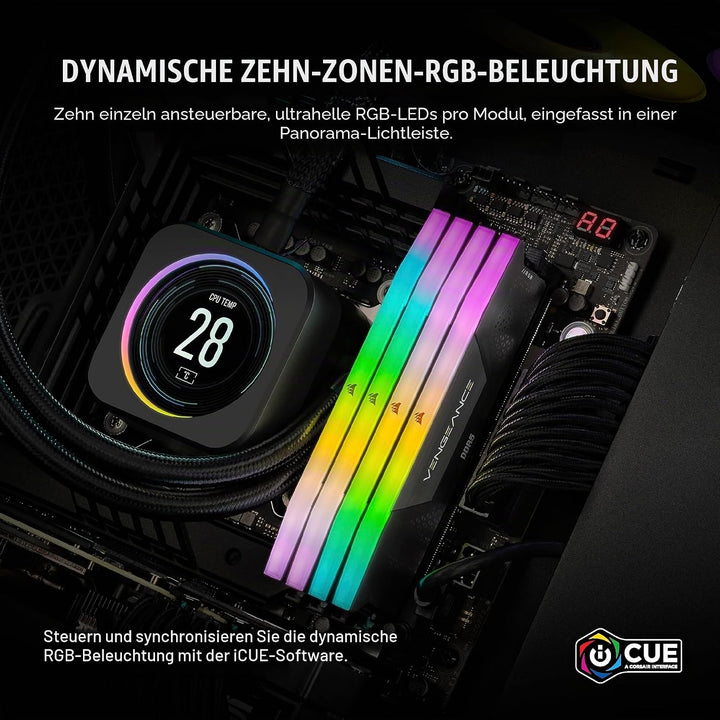 Corsair VENGEANCE RGB DDR5 RAM 64GB (4x16GB) 6600MHz CL32 Intel XMP iCUE Kompatibel Computer Speiche