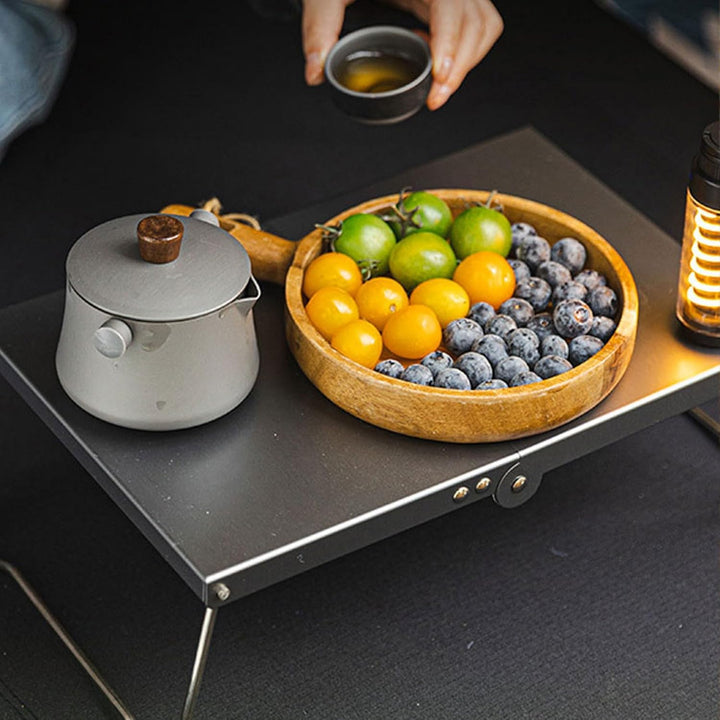 Klappertisch Edelstahl, tragbarer Mini -Strandtisch, kompakter Camping -Seitentisch für das Kochen i