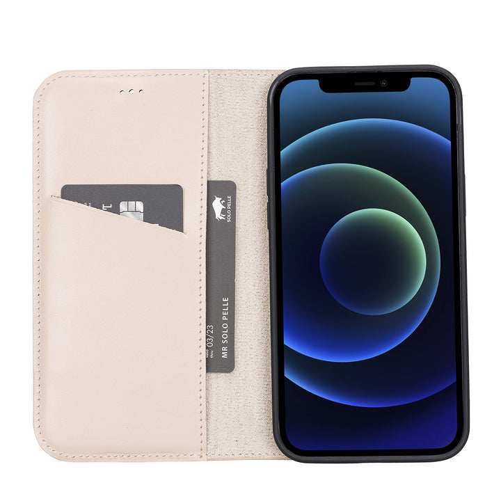 Solo Pelle aufklappbare Lederhülle kompatibel für iPhone 13 in 6.1 Zoll inkl. 1 Kartenfach für das o