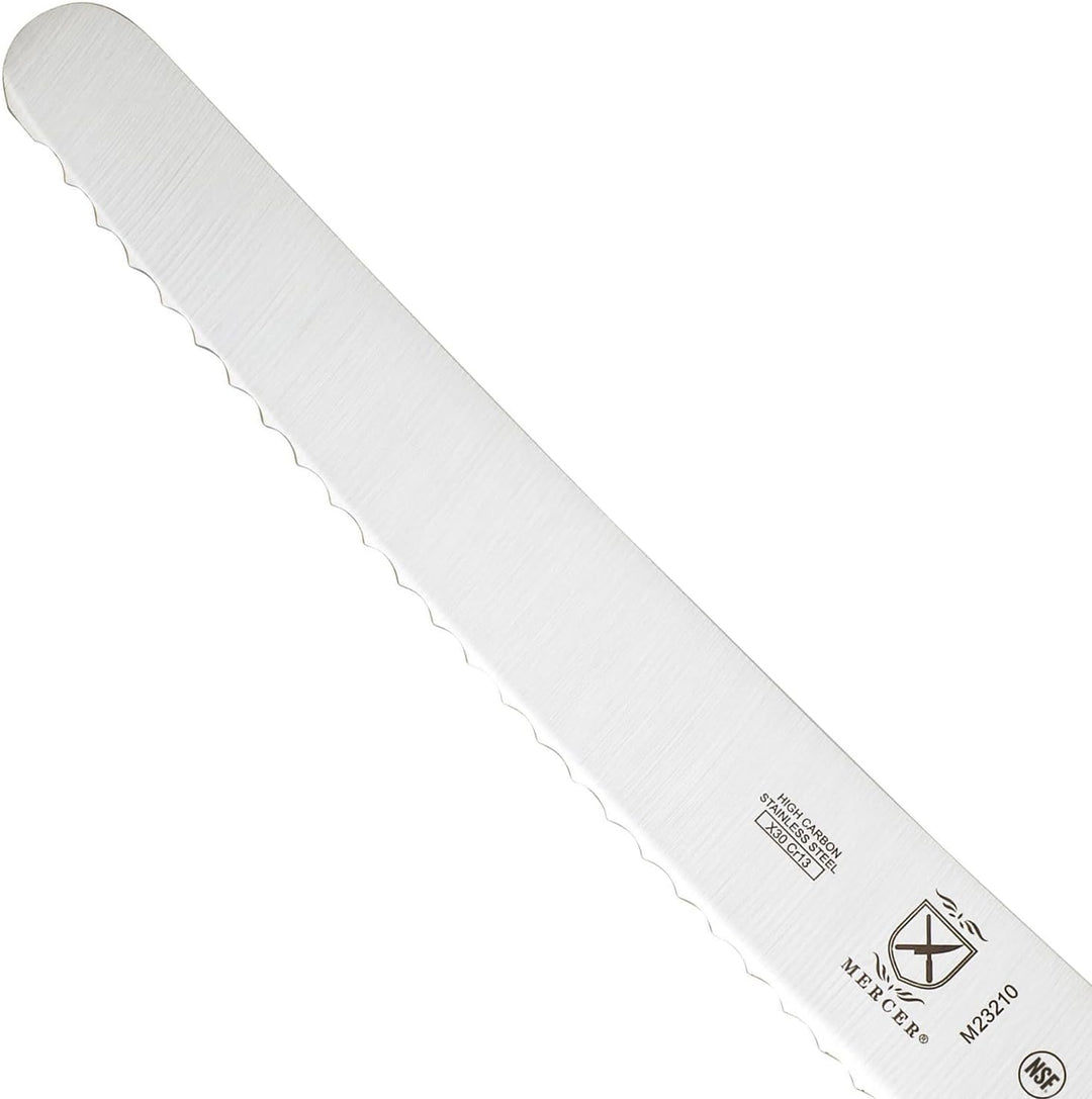 Mercer Culinary M23210 Millennia Wide Wavy Edge Bread Knife, 10-Inch, Black 10-Inch Wide Wavy Edge B