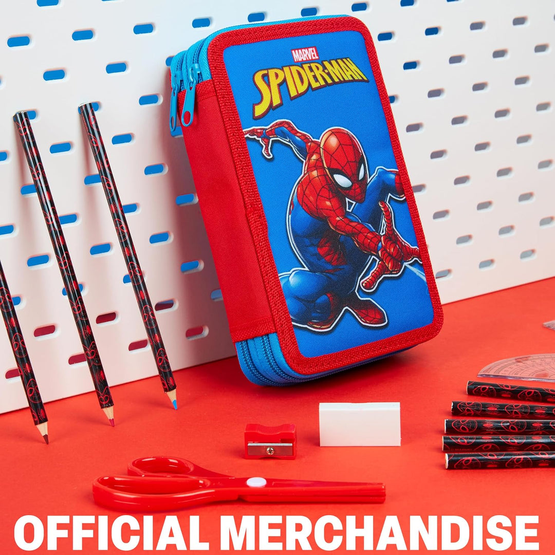 Marvel Spiderman Federmäppchen mit Stiften Gefülltes Federtasche für Kinder Stifte Federmappe Jungen