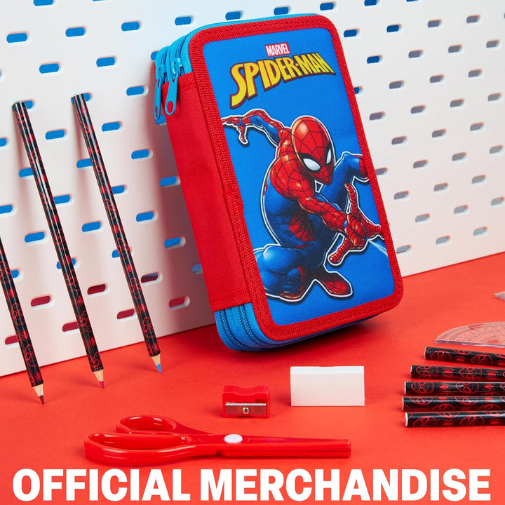 Marvel Spiderman Federmäppchen mit Stiften Gefülltes Federtasche für Kinder Stifte Federmappe Jungen