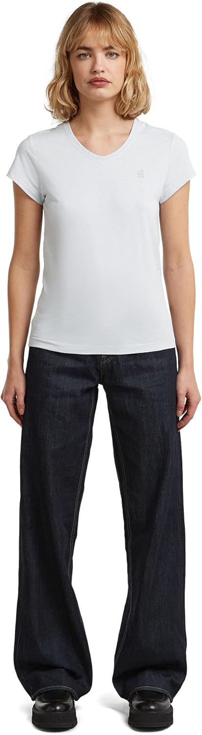 G-Star Damen Eyben Slim V-Neck Top 2.0 XXS Blau (Plumbago D24533-4107-7169), XXS Blau (Plumbago D245