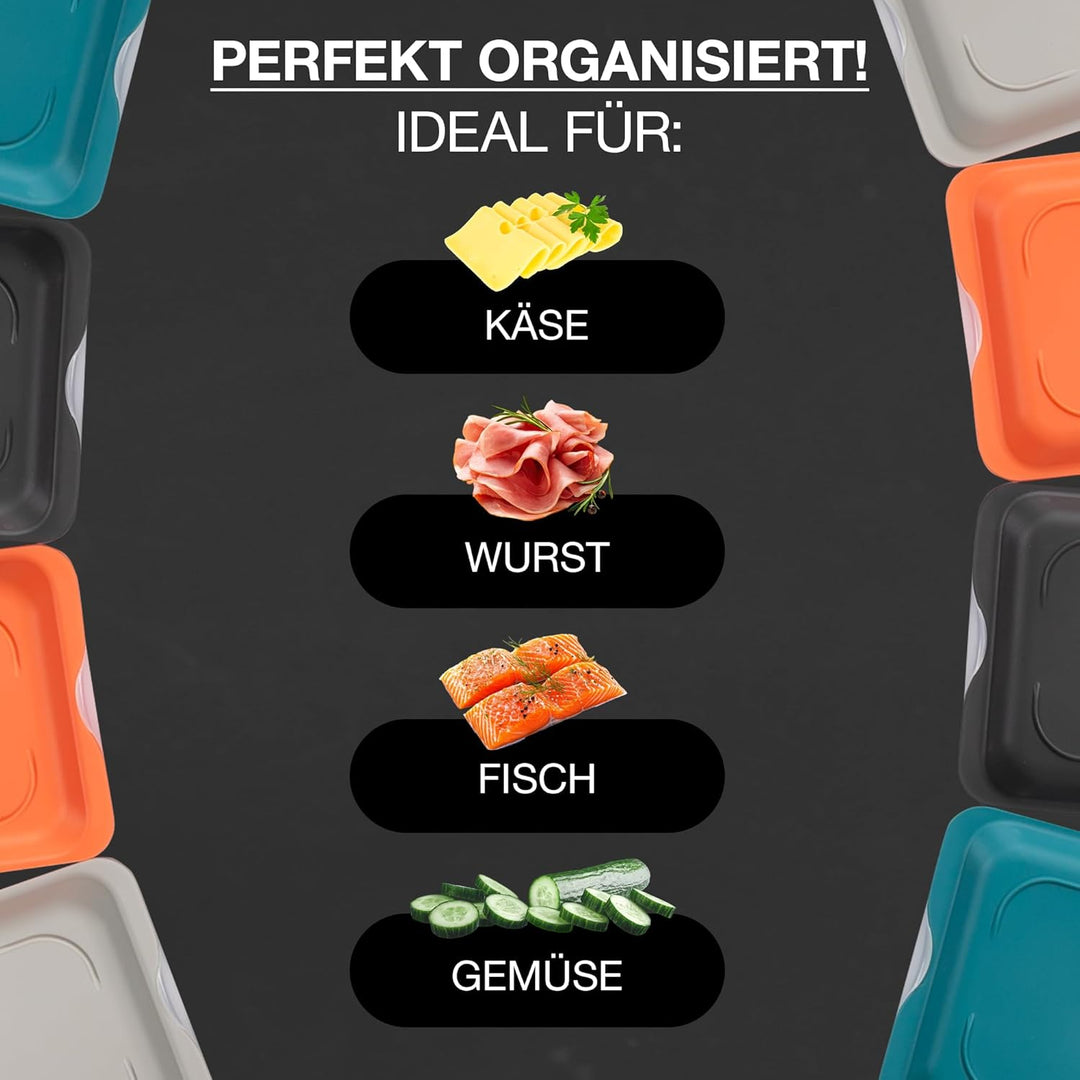 Moritz & Moritz 8er Set Aufschnittbox stapelbar - Frischhaltedosen mit Deckel zur Aufbewahrung von W