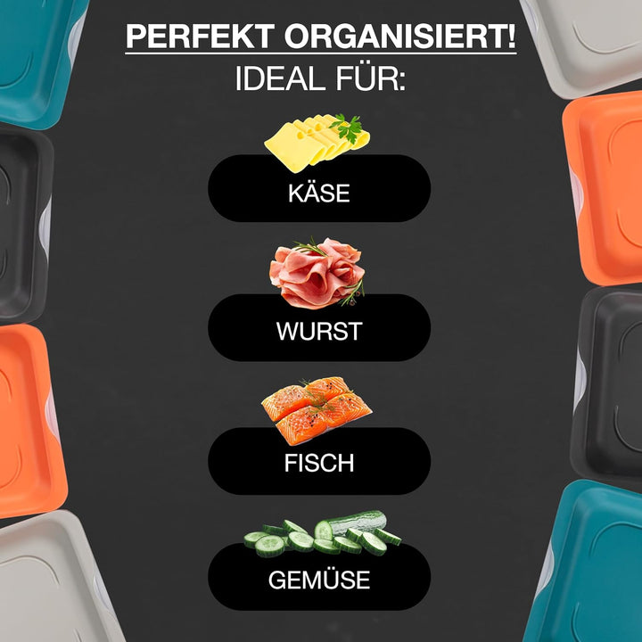 Moritz & Moritz 8er Set Aufschnittbox stapelbar - Frischhaltedosen mit Deckel zur Aufbewahrung von W