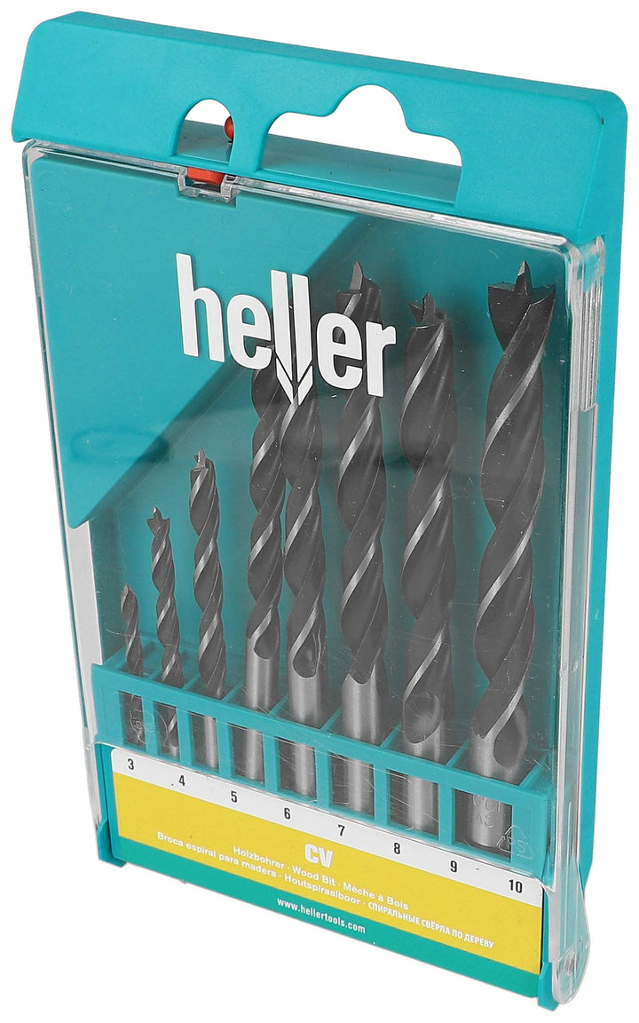 Heller Tools 333 CV Holzspiralbohrer, Silber-Schwarz, 3/4/…/9/10 mm, 8-tlg., Ø 3-10 mm, 8-tlg., Ø 3-