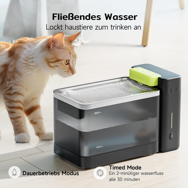 Amicura A3 Lite Trinkbrunnen für Katze mit Ultraﬁltration - 3,3L Grosser Tank, SUS316 Edelstahl-Trin