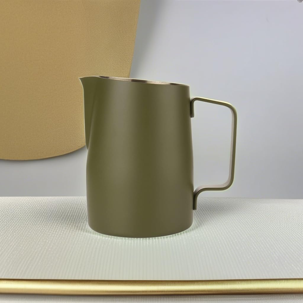 Dianoo Milchaufschäumkrug mit Griff, 600 ml Edelstahl-Dampfkrug, Espresso-Milchaufschäumer, Tasse fü