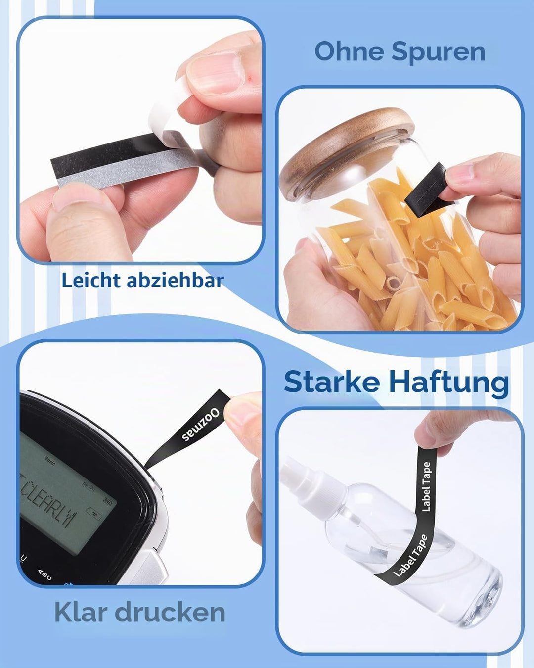 Oozmas Schriftband kompatibel mit Dymo D1 Weiss auf Schwarz 45021 12mm x 7m, Etikettenband kompatibe