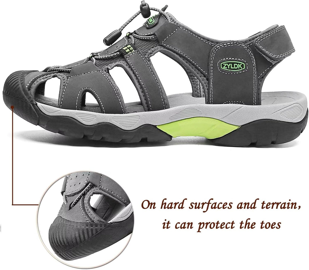 Herren Sandalen Leder Strand Trekkingsandalen Outdoorschuhe Sommer Wanderschuhe Männer Sport-Outdoor