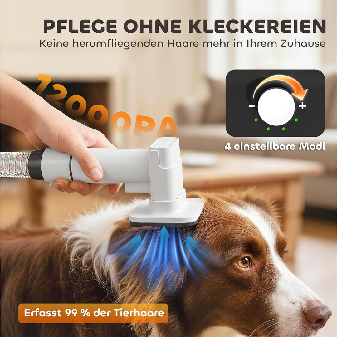 PawHut Hundeschermaschine leise Schermaschine mit 5 Pflegewerkzeugen Einstellbarer Windgeschwindigke
